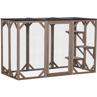 #For Outdoor Cat House, Catio Wooden Feral Shelter, Cat Cage with Platforms, Large Enter Door, Weather Protection Asphalt Roof,