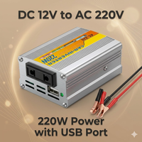 Car inverter DC 12V to AC 220V power converter with high power of 220W, equipped with USB port, suitable for charging mobile pho