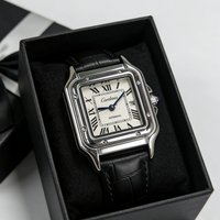 Luxury Square Quartz Watch for Women, White Dial, Roman Numerals, Black Leather Strap, Stainless Steel Case, Waterproof Women's Watch, Business Casual Office Watch, Ladies' Watch