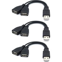1-8pcs 1 Male to 2 Female Extension Cord USB 2.0 Splitter Y Cable Power Adapter Converter for PC Car Data Transmission Charging
