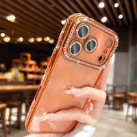 Luxury Sparkling Rhinestone Plating Clear Phone Case For iPhone 17 16 15 14 13 12 Pro Max 11 17Air Shockproof Bumper Cases Cover