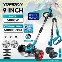 YOFIDRA 9 Inch Brushless Electric Lawn Mower 60000RPM Cordless Grass Trimmer Cutter Garden Power Tool For Makita Battery Pins