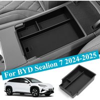 For BYD Sealion 7 2024-2025 Center Console Organizer - Anti-Slip Storage Box with Cup Holders, Black Interior Car Accessories