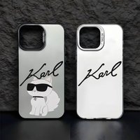 Cartoon Cool K-Karls Cute Cat Phone Case For IPhone 17 16 15 14 13 12 11 Pro Max Black Purple Matte Laser Metallic Aurora Funda