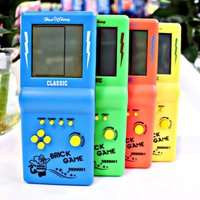 Portable retro classic game consoles, Tetris handheld gaming machines, nostalgic large-screen pocket games , puzzle toys