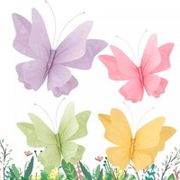 Spring Fairy Theme Party Decorative Beads Colorful Butterfly Warm Butterfly Decoration with Wrinkled Paper Butterflies