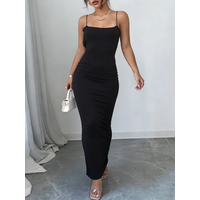 Women Sleeveless Slip Dress Square Neck Solid Color Bodycon Dress Spring Summer Nightclub Date Night Sexy Party Stretchy Dress