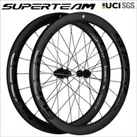SUPERTEAM 700C Disc Brake Carbon Wheels UCI Quality Carbon Rim Tubeless Clincher Road Bike Wheels HG/XDR