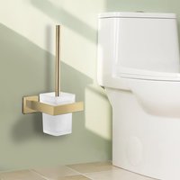 Toilet Brush Glass Wall Mounted Toilet Bowl Brush and Holder 304 Stainless Steel Toilet Brush Holder Bathroom Square Brushed