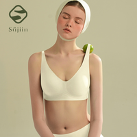 SUJIIN Women's Plus Size Seamless Wireless Bras for Women Sexy Plunge Padded Push Up Smooth Bra Woman Large Size Bralettes MX181
