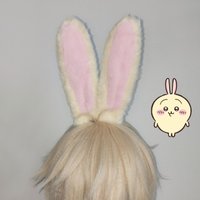 Chiikawa Usagi Bunny Ears Headband - Furry Rabbit Ears Cosplay Hairband for Anime Fans Halloween Party Costume Props Gift