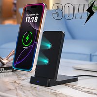 30W Foldable Double Coil Wireless Charger Phone Holder Stand For iPhone 17 16 15 14 Pro Max Samsung Xiaomi Fast Charging Station