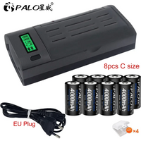 PALO 1,2 V C Größe Akku 4000 mAh Ni-MH Typ C R14 Batteri Für Gas Herd Auto Spielzeug taschenlampe Radio + Smart Ladegerät