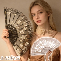 Children Chinese Lace Rose Fan Summer Folding Fan Ancient Style Dance Prop Hanfu Accessory Horse Face Skirt Match 2026