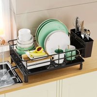 Rustproof Dish Drying Rack Kitchen Countertop Dish Rack Dish Drainer Organizer with Utensil Holder& Drain Board for Kitchen Sink
