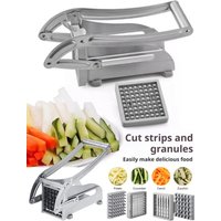 Compact Manual French Fries Maker Stainless Steel Potato & Cucumber Slicer with Stable Vacuum Base Easy Clean Home Cooking Tool