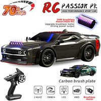 1:16 70km/h Brushless RC Drift Car With LED Lights 4WD Electric High Speed Racing Remote Control Cars Monster Truck For Kid Gift