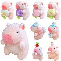 Pink Plush Capybara Keychain Bag Decoration Cartoon Capybara Pendant Stuffed Animals Fluffty Animal Doll Accessories