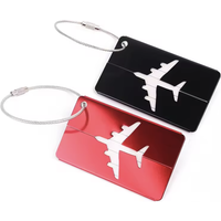 Small Metal Aluminium Alloy Aircraft Luggage Tag with Name Travel Luggage Tag ID Card Anti-lost Solid Colour Travel Accessories