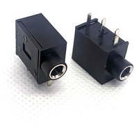 10pcs 3.5mm Audio Jack Black PJ325M Inner Copper Sleeve Horizontal PJ-325C 5Pin Plug-in DIP Stereo Headphone Connector with Nut