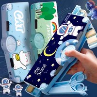 Mechanical Deformable cute pencil case with pen insert multifunctional key switch cartoon plastic school stationery storage box