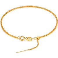 18K Gold AU750 Wheat Chain Bracelet Pin Clasp Adjustable Shimmering Thin Chain Bracelet Fine Jewelry Gift for Women Daily Wear