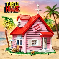 Anime Style 1434PCS Master Building Blocks Roshi Tropical House Wooden Villa Cabin Creative Home decoration holiday Gifts