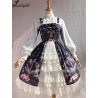 Sweet Cross & Flower Printed Sleeveless Lolita JSK Dress Plus Size Fairy Party Gown by Yiliya ~ Pre-order
