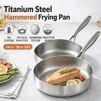Household titanium frying pan, flat bottomed pan, induction cooker, lotus leaf patterned titanium small frying pan