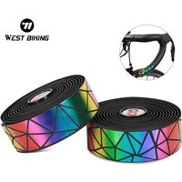 AliExpress West Biking WEST BIKING Bicycle Handlebar Tape With Bar Plug 2Pcs Lightweight Sticky PU EVA Breathable Anti-slip Road Bike Grips Tape Straps