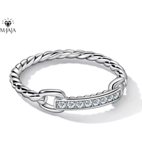 M-JAJA Moissanite Half Eternity Wedding Bands 925 Sterling Silver 18K White Gold Plated D Color Diamond Twist Link Ring Jewelry