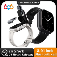 696 BT Call Headset 2 in 1 Smart Watch Blue Tooth Headphones Watches Heart Rate Sport Bracelet TWS Earphone Music Smartwatch