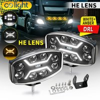 colight 10" ovale LKW-LED-Fahrleuchte 600.000LM mit Angel-Eye-Tagfahrlicht (DRL) in Weiß-Bernstein-Mischung, Arbeitsleuchte für den Einsatz in Baumaschinen, schweren LKWs, 4WD und Offroad-Fahrzeugen.