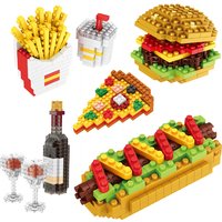 Fast Food Burger Mini Building Blocks DIY French Fries Donuts Birthday Cake Model Building Toys for Home Decor and Holiday Gifts