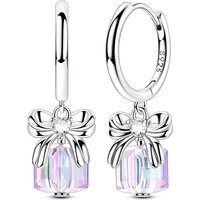 925 Sterling Silver Earrings Women Zirconium Ribbon Gift Box Drop Earring For Anniversary Wedding Jewelry Gifts