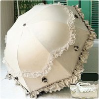 Women Strong Windproof Flower Lace Umbrella 3 Fold Travel Outdoor Female Sunny Rainy Parasol UV Sun Protection Sunshades Gift