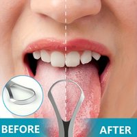 2pcs adult tongue coating scraper, portable and reusable stainless steel fresh breath tongue cleaner,oral care tool (large size)