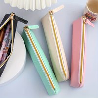 New Retro Simple PU Pencil Case Student Stationery Large Capacity Multi functional Storage Pen Bag Kids Back to School Supplies