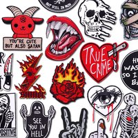 Horror Big Mouth Applique For Clothes Iron On Embriodered Patches On Clothes Punk Patches For Clothing Stickers Badges