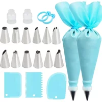 Complete Cake Decorating Kit with Reusable Piping Bags, 12 Stainless Steel Icing Tips, Silicone Rings, Couplers & Scrapers