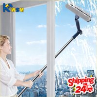 High Rise Double Sided Window Cleaner with Squeegee Magnetic Glass Scraper for Outdoor Home Use Telescopic Pole Cleaning Tool