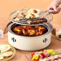 Portable Small Stainless Steel Barbecue Grill Desktop Charcoal Grill With Separate Design And Grill Net For Home Outdoor Use