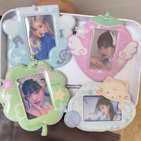 Y2K Fashion Korean Lucky 4Leaf Grass 3in Card Holder Cute Girl Idol Photo Storage Card Album Student Backpack Decoration Pendant