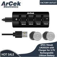 4PCS 70mah LIR2032H with Charger for Rechargeable Battery 3.7V Lithium Coin Button Cell Batteries for Watch Car Key Motherboard