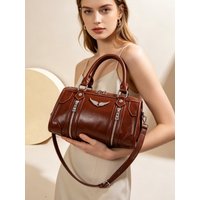 Luxury Rivet Wing Pillow Handbag Women's Shoulder Bag Crossbody Bag for Work Casual Purse Soft PU Leather Zipper Closure