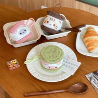 Cartoon Sandwich Cookie Shape Animal Plush Coin Purse Earphone Bag Lipstick Pouch Kids Coin Storage Bag