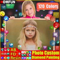 HOMFUN 120 Colors 5D Diamond Painting Resin+Fairy Dust+AB Drill Full Rhinestone Private custom Make Your Own Diamond Painting