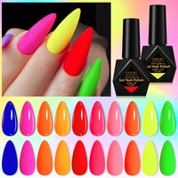 10ml Fluorescent Color Gel Nail Polish Neon Color HEMA TPO FREE Semi Permanent Soak Off UV Gel Varnish Decoration Nail Supplies