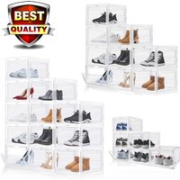 DayPlus 6-12pcs/Set Antioxidant Shoe Cabinet High Transparent Slippers Sneakers Storage Magnetic Stackable Shoe Organizer Boxes