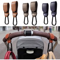 vvocci 1/2pcs PU Leather Baby Bag Stroller Hook Pram Cart Organizer 360 Degree Rotatable Hook High-quality Crochet Stroller